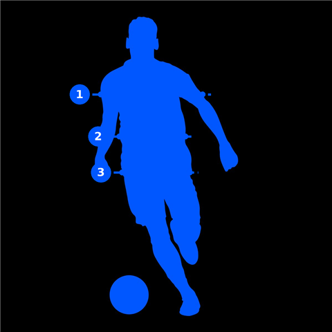 Football player with measurement lines